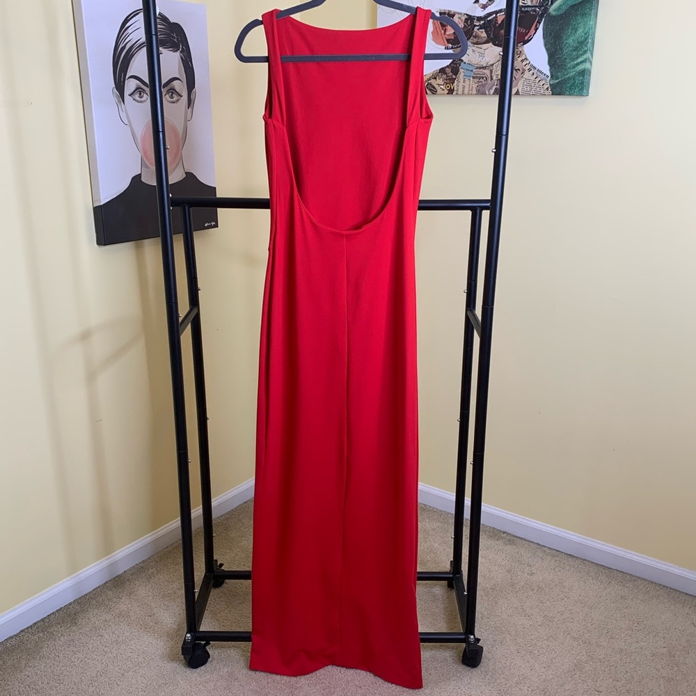 NWT SUSANA MONACO High Slit Low Back Maxi Dress w/Bodysuit in Red, Size Medium - Picture 6 of 6